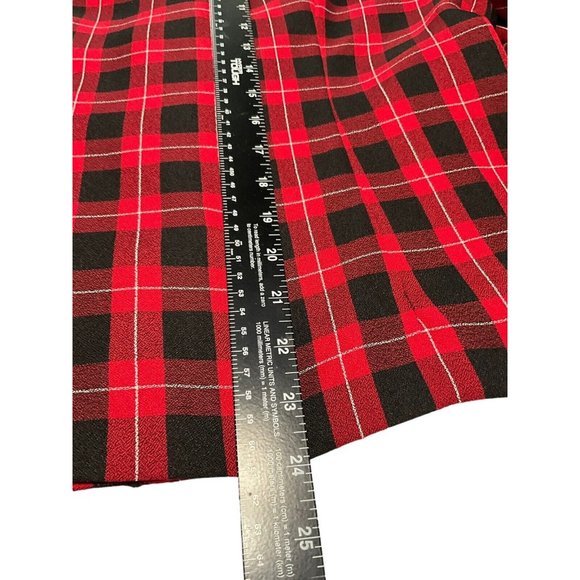 Henry Lee Womens Button Front Shirt Red Black Plaid Cuff Sleeve Stretch Sz 12 - Picture 6 of 8